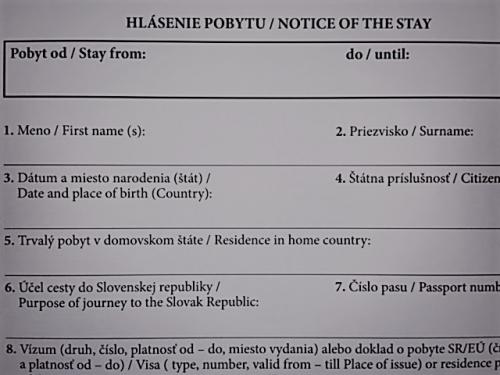 Foreigners in Slovakia Are Obliged to Report the Place of their Residence while Staying at a Private Property